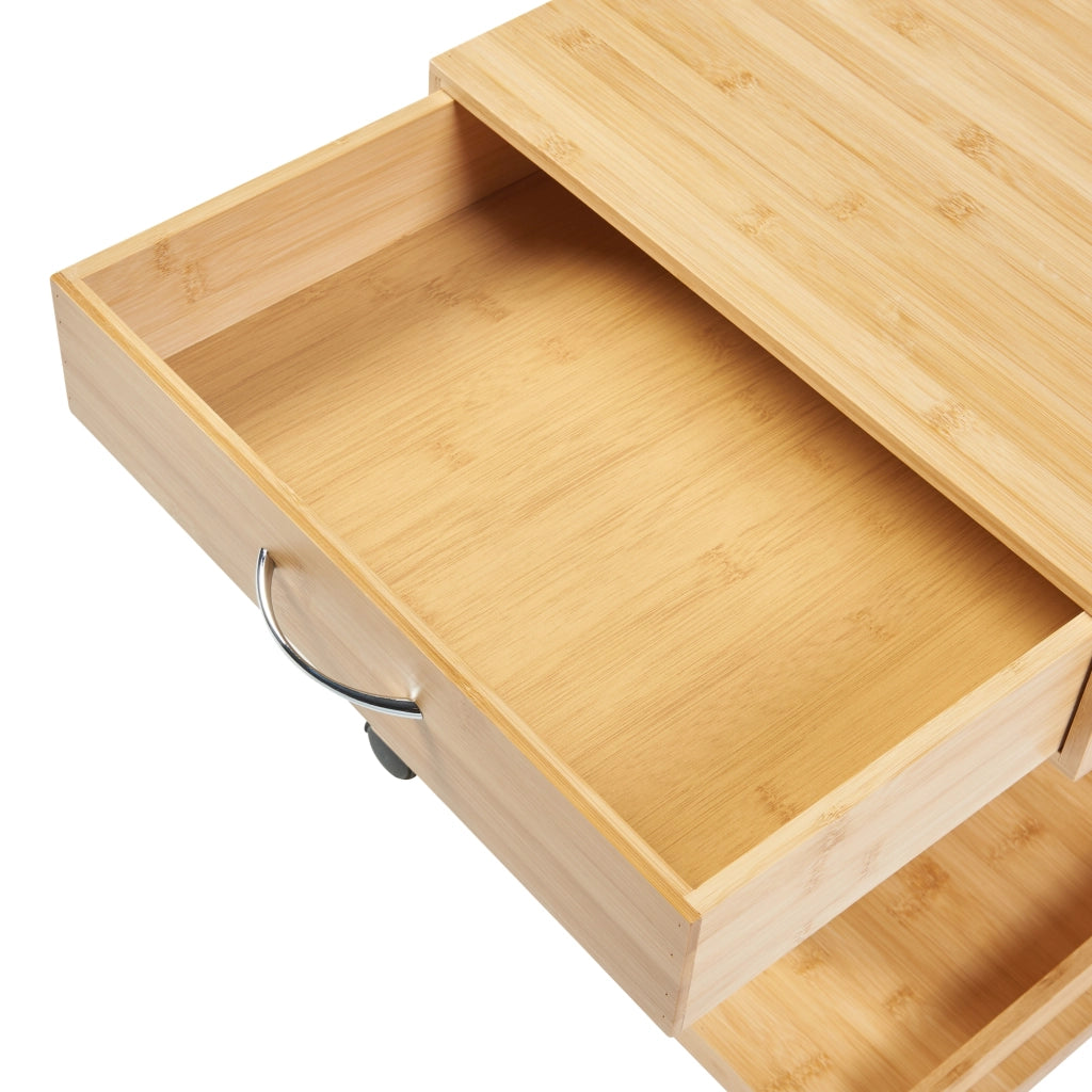 Comodino Jokkmokk a 4 Rotelle e Cassetto - Bambù Naturale [en.casa]