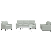 Set di Divani 4 pz con Cuscini e Rinforzi Grigio Chiaro Velluto