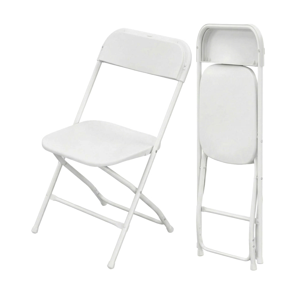 Purity - 	Set da 4 sedie pieghevoli 45x80x43 cm da campeggio salotto cucina richiudibile in resina bianche