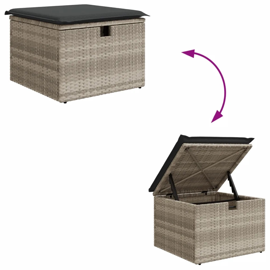Set Divano da Giardino 9pz con Cuscini Grigio Chiaro Polyrattan 3275192