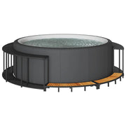 Bordo per Vasca da Spa con Portaoggetti&Gradino Polyrattan Nero 365610