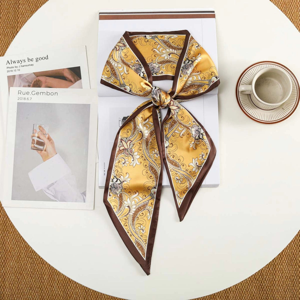 Nuova fascia per capelli alla moda con decorazioni in seta, piccola sciarpa, elastico per capelli, foulard, cintura