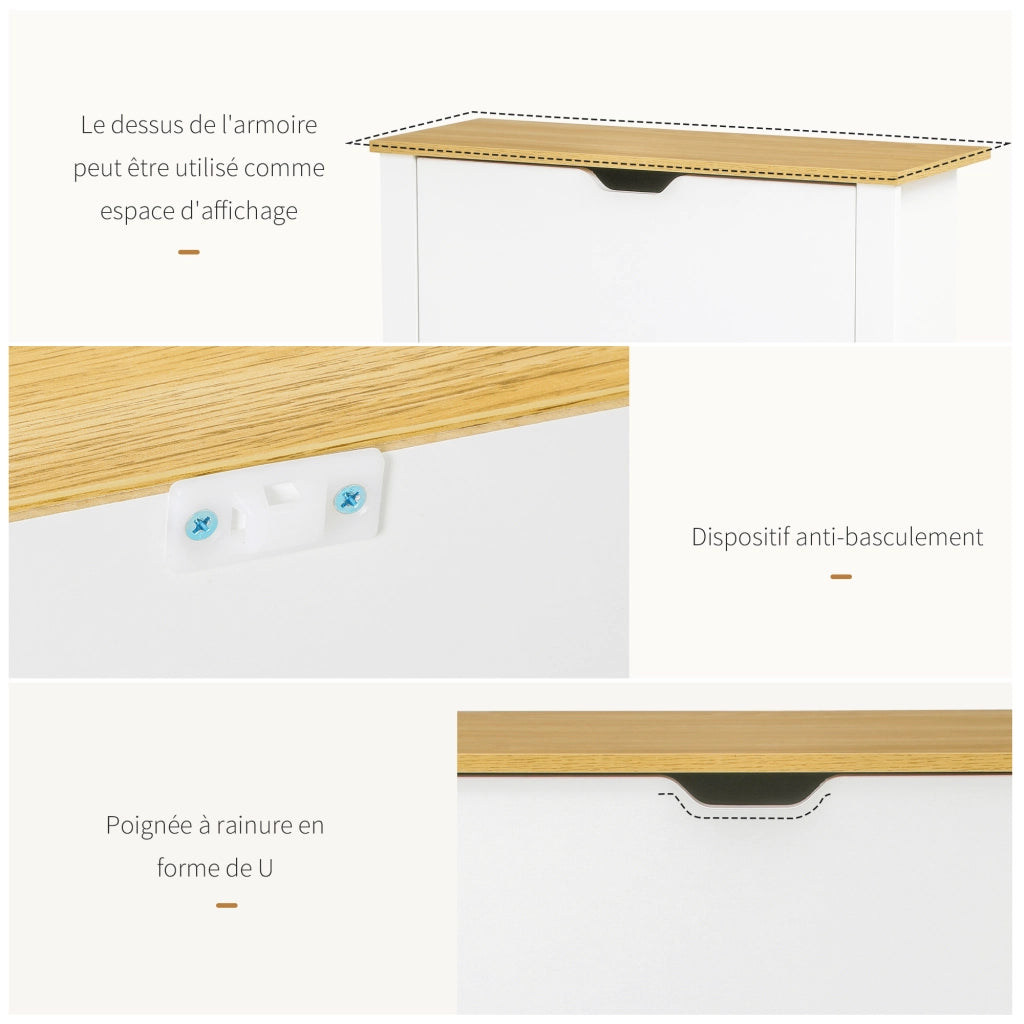 Scarpiera con cassetti e ripiani ¨C zephmum ¨C bianco e rovere 72x26x80