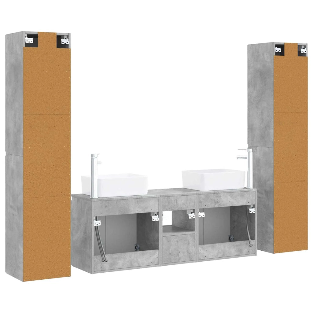 Set di mobili per il bagno 5 pz Grigio Cemento 3406036