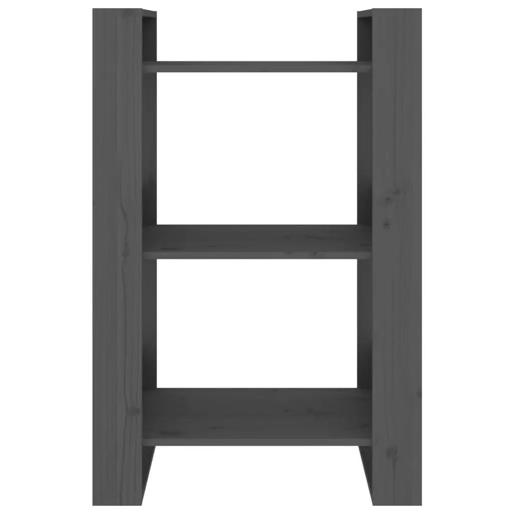 Libreria Divisorio-Scaffale per Libri-Mobile di Stoccaggio Grigio 60x35x91 cm in Legno Massello di Pino