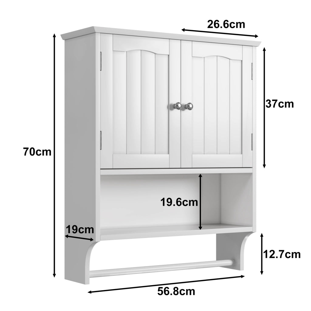 Armadio pensile da bagno bianco in MDF con ripiani regolabili