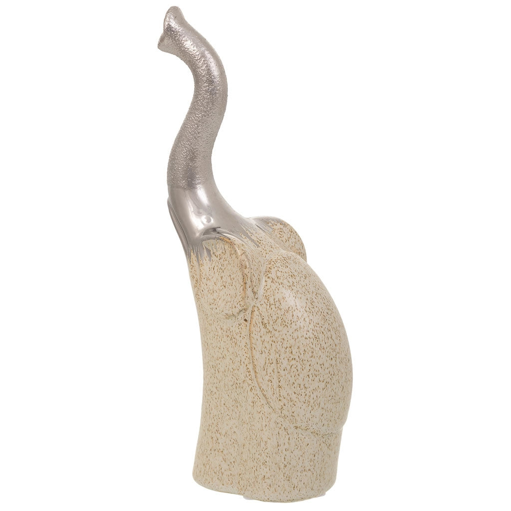 Elefante decoro ceramica argento 11,5x7x28h