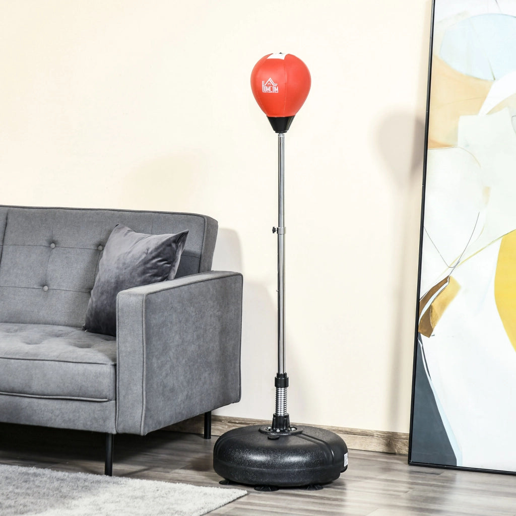 Sacco da boxe in piedi regolabile 133-151 cm con base, guanti e pompa ¨C zephmum ¨C nero e rosso