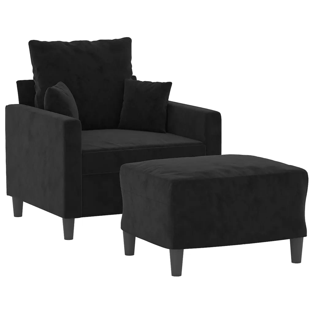 Poltrona con Poggiapiedi Nero 60 cm in Velluto 3201102