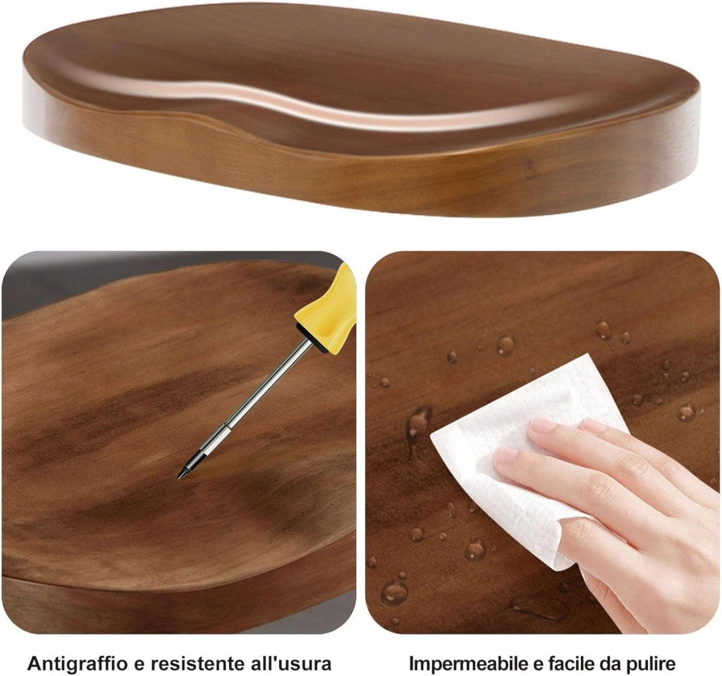 Sgabello da Bar, per Colazione in Legno Massiccio, Sgabello Cucina, Regolabile in Altezza, Sgabello Girevole a 360° con Poggiapiedi, Marrone, BH413br-1