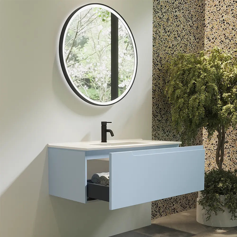 Mobile bagno sospeso 70 cm un cassetto color carta da zucchero con lavabo  | Moor