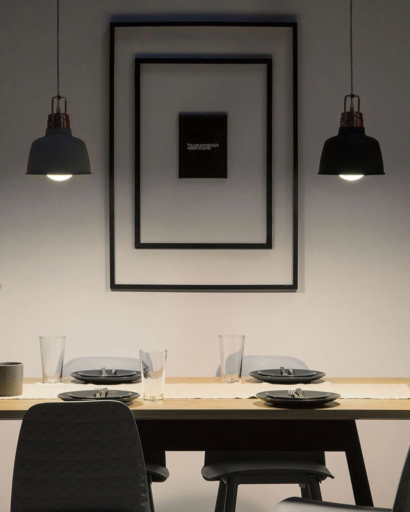 Lampada da Soffitto in Metallo grigio grafite 179 cm Lampada a Sospensione Fabbrica Paralume Industriale