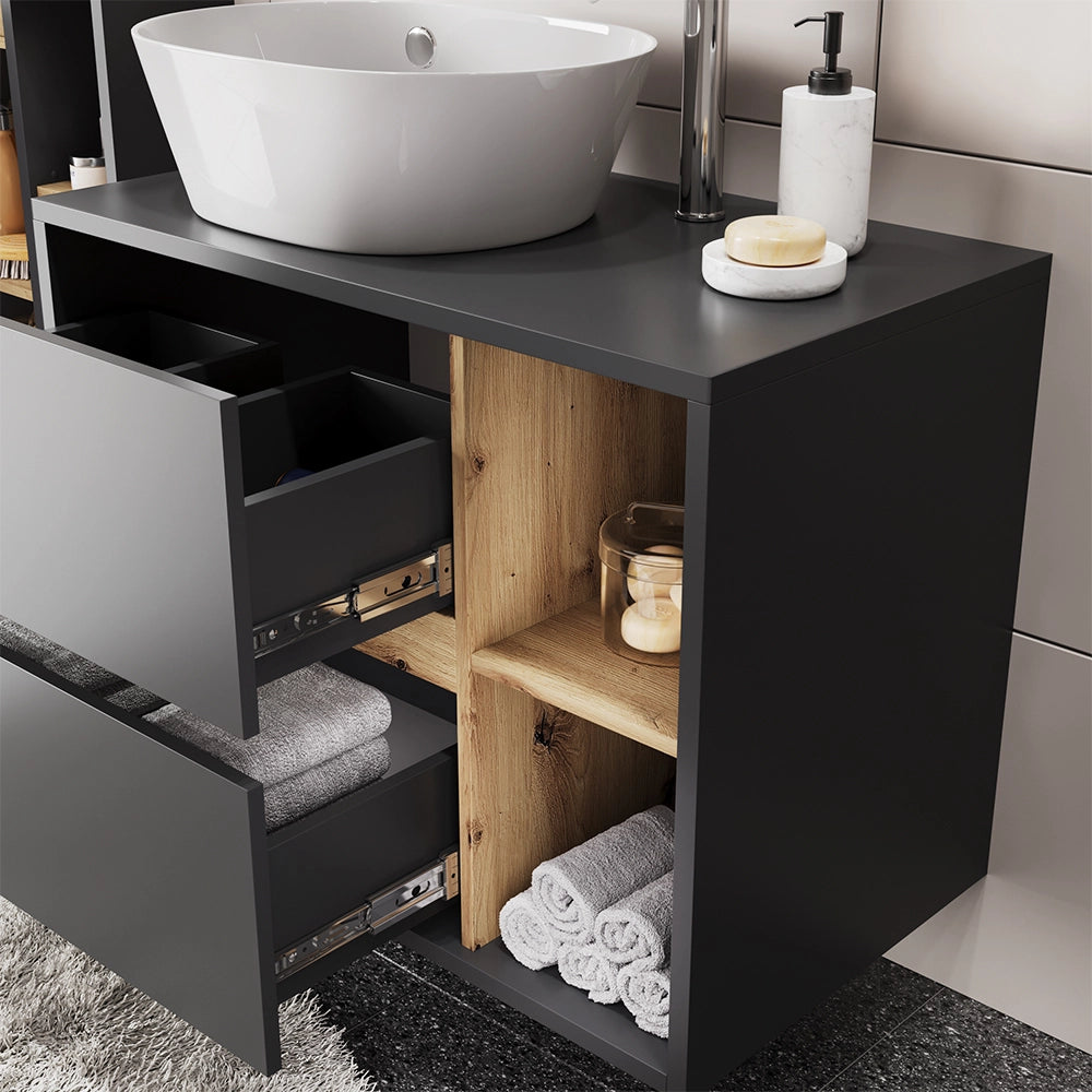 Vicco Set di mobili per il bagno Grigio/Artisan 3 parti