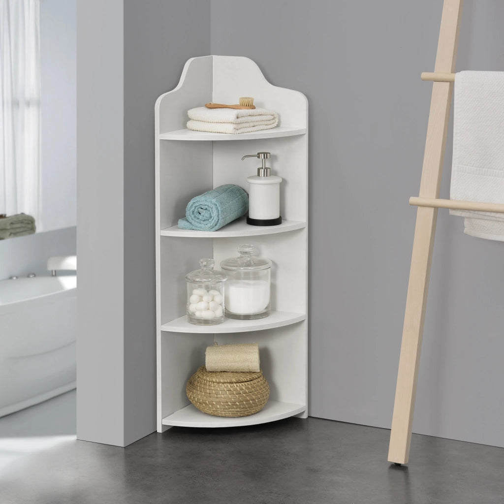 Scaffale Angolare Bjurholm a 4 Ripiani Aperti 90 x 28 x 28 cm - Bianco [en.casa]