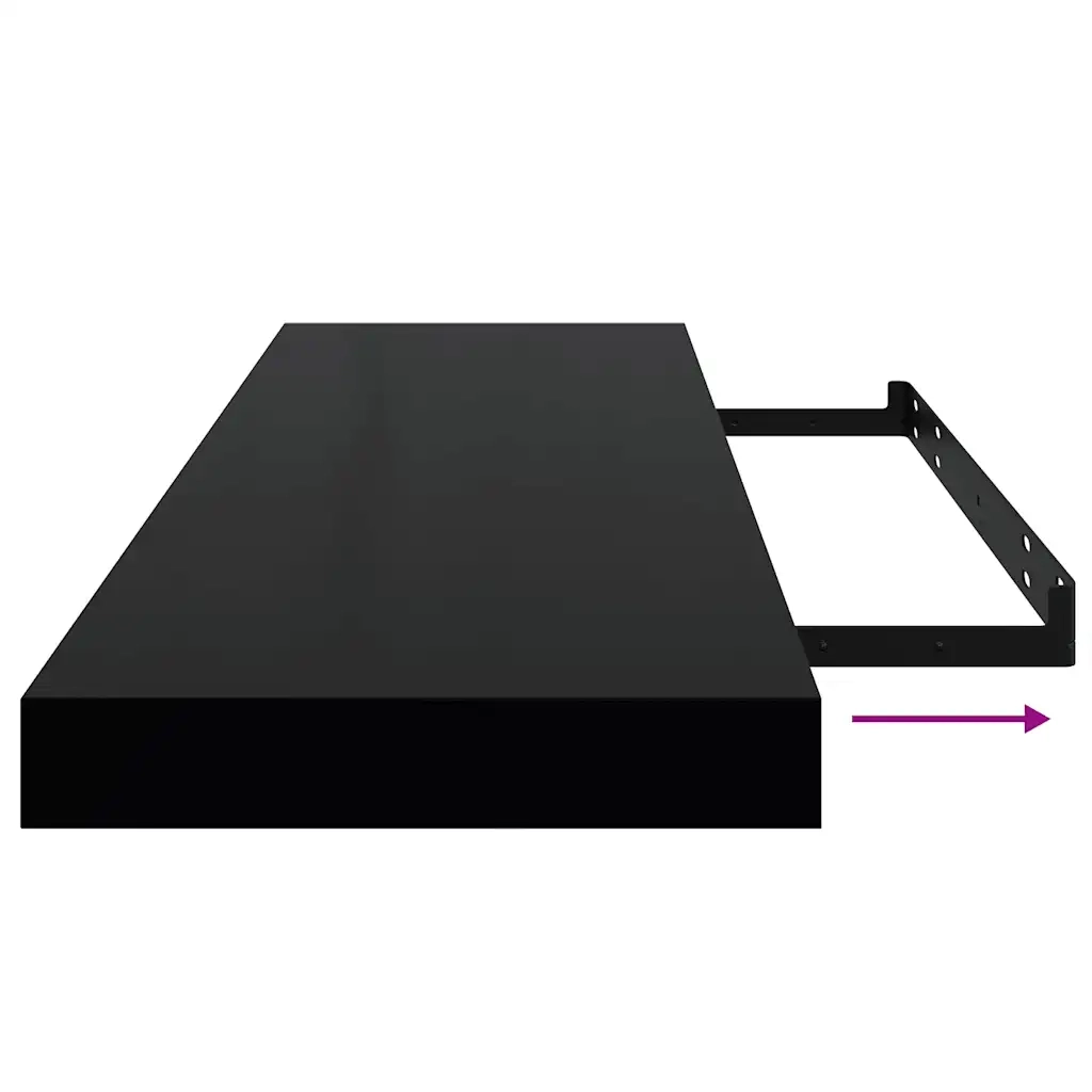 Scaffale a Parete Nero 80x23,5x3,8 cm in MDF 323835