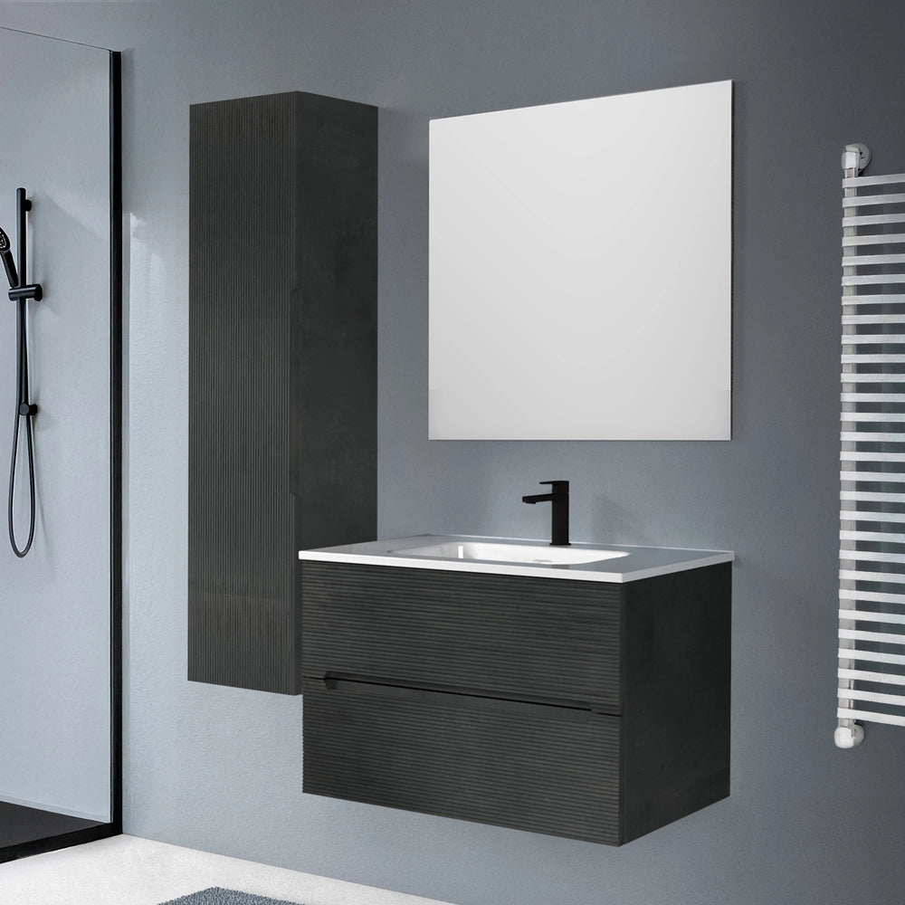 Colonna bagno sospesa H 138 cm lava cannettato con ripiani Rigo