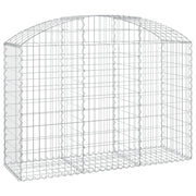 Cesto gabbione recinzione a gabbia muro di contenimento ad arco 150 x 50 x 100/120 cm ferro zincato argento 02_0039980