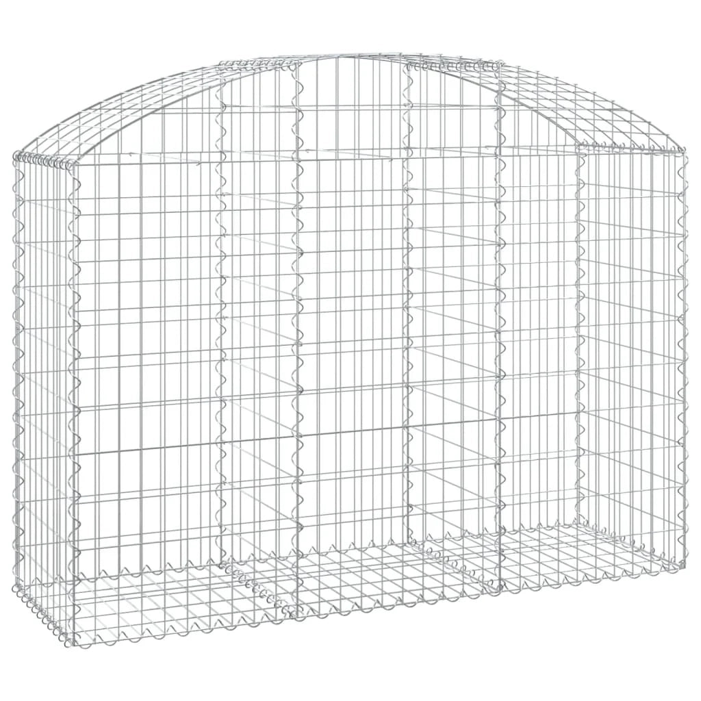 Cesto gabbione recinzione a gabbia muro di contenimento ad arco 150 x 50 x 100/120 cm ferro zincato argento 02_0039980