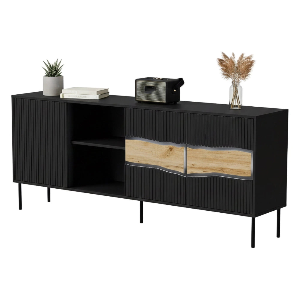 Madia Mestrino, Credenza un Ripiano, 190x40x80h cm Nero