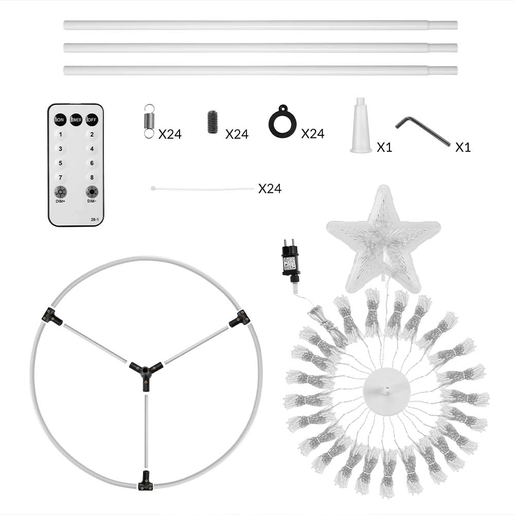 Albero Natale Luminoso LED RGB Multicolore 220 cm 592 con 8 Giochi Luce Esterno