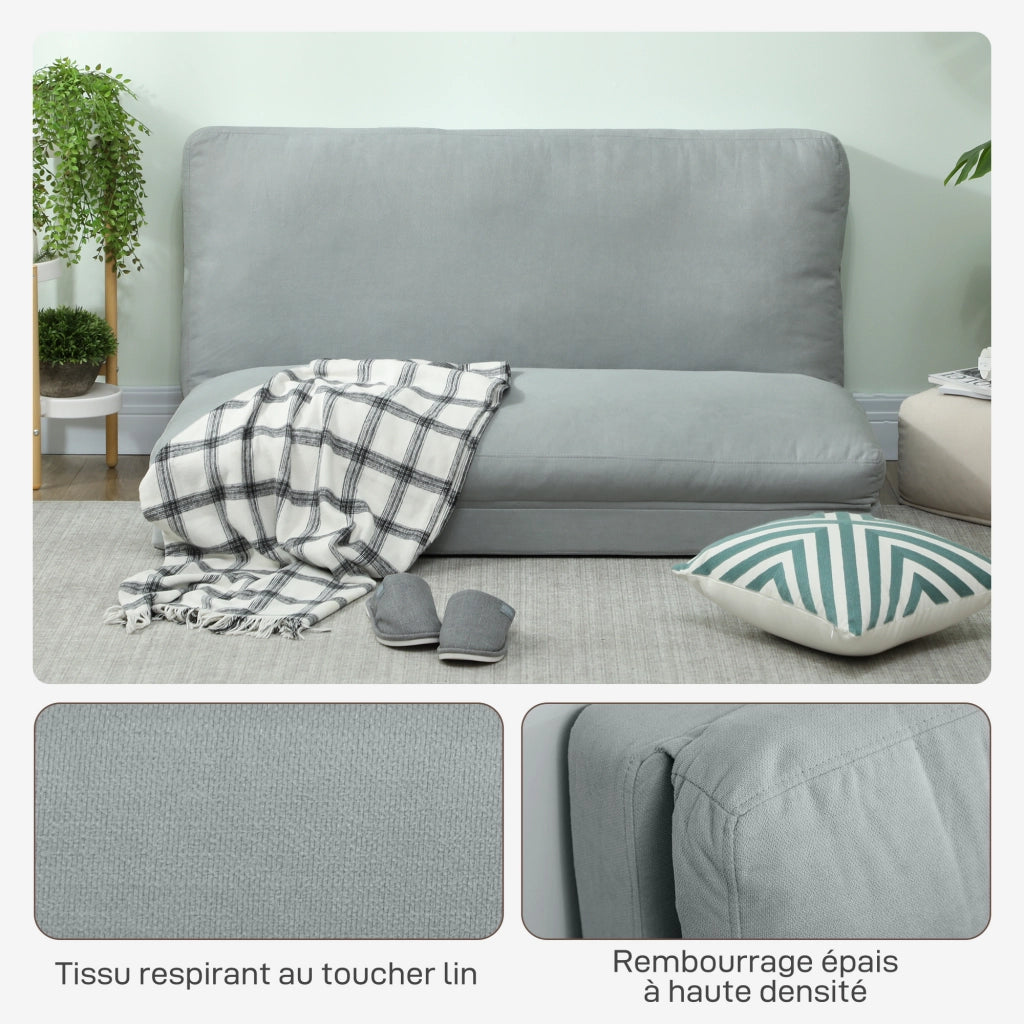 Divano letto reclinabile 4 posti ¨C zephmum ¨C 137.5x85.5x74 cm grigio chiaro