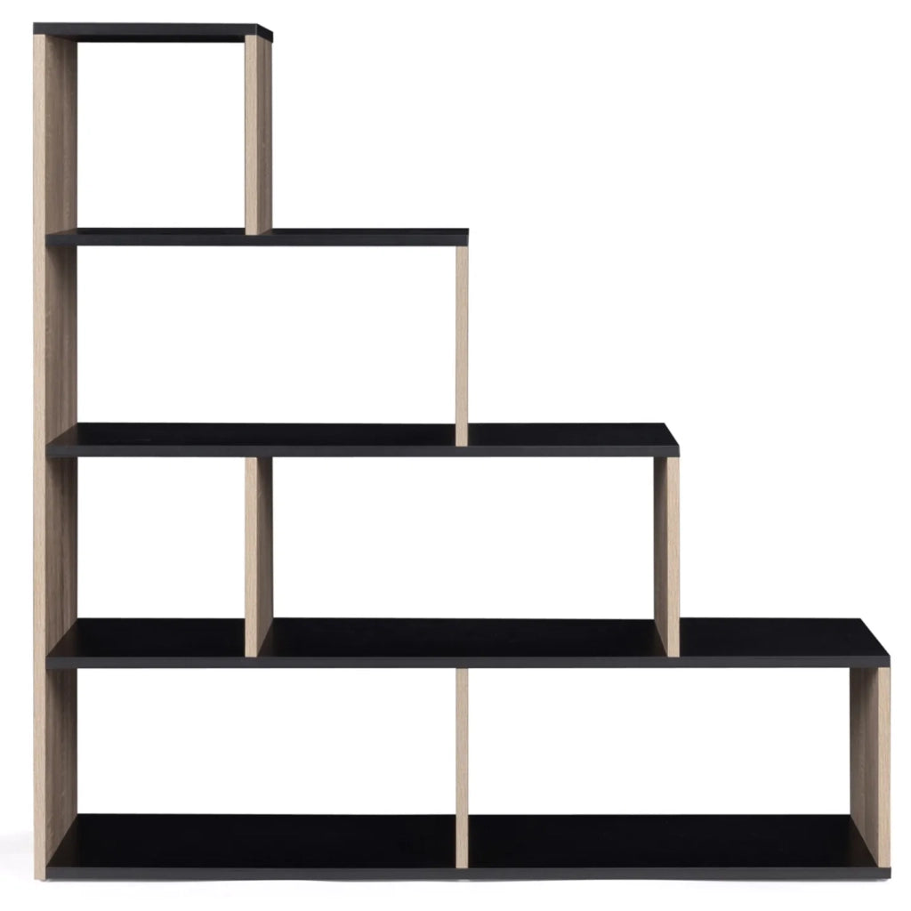 IDMarket - Librería escalera LINA en madera de haya y negro