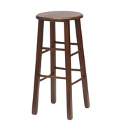 Sgabello da bar h 68 cm in legno noce scuro con seduta rotonda e gambe dritte