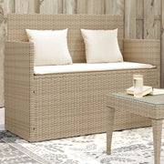 Panca da Giardino con Cuscini-Sgabello-Panca da esterno Beige in Polyrattan 125551