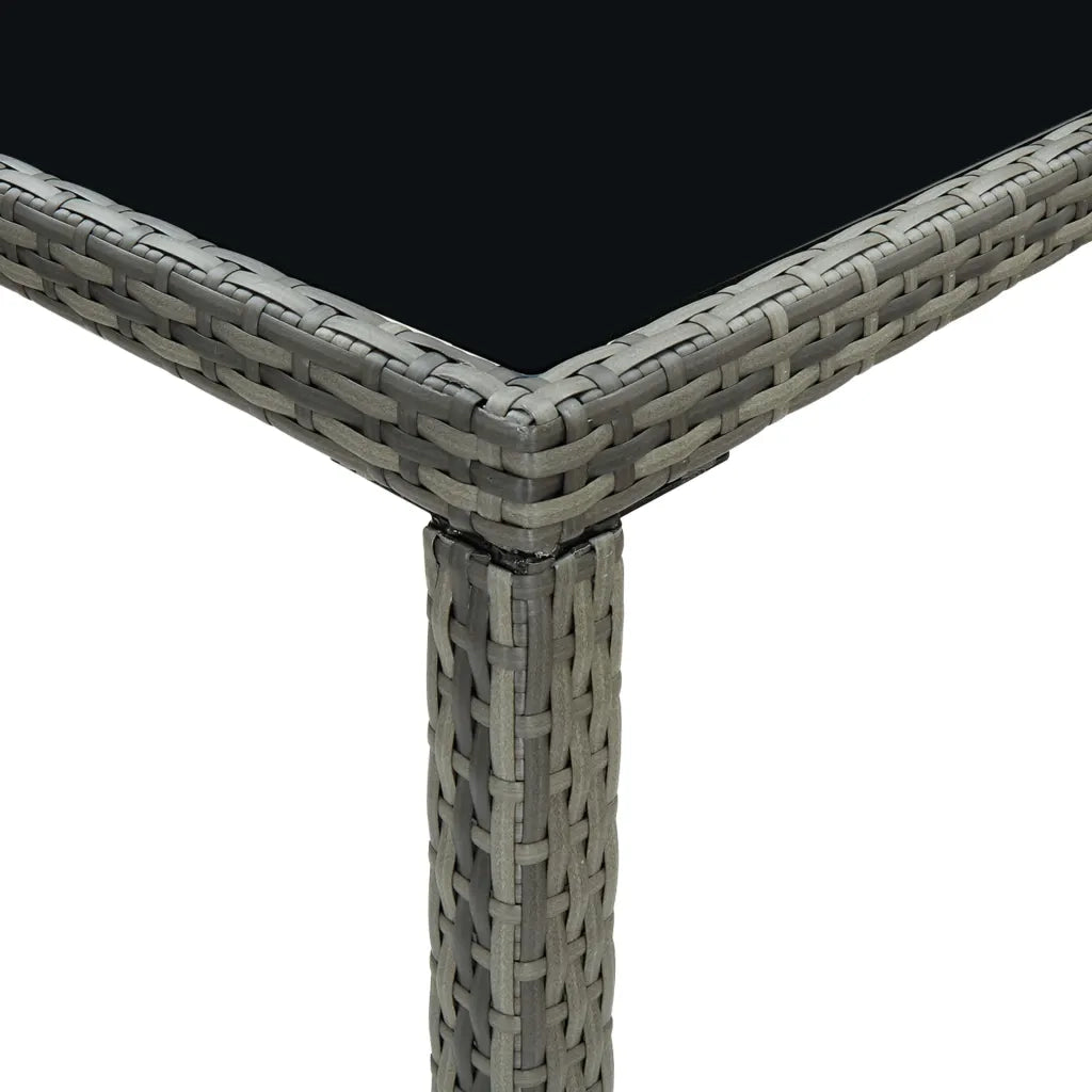 Tavolo da Bar per Esterni Grigio 130x60x110cm Polyrattan Vetro cod mxl 34336