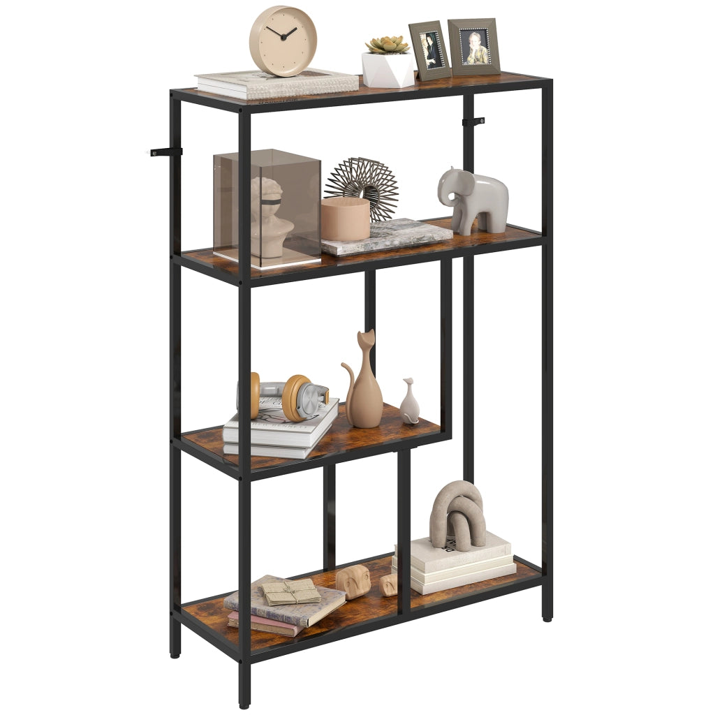 Libreria Industriale 4 Ripiani in Legno e Metallo ¨C zephmum ¨C 77x30x116 cm Marrone