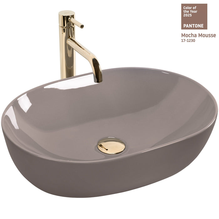 Lavabo Da Appoggio Rea Lisa Beige Shiny