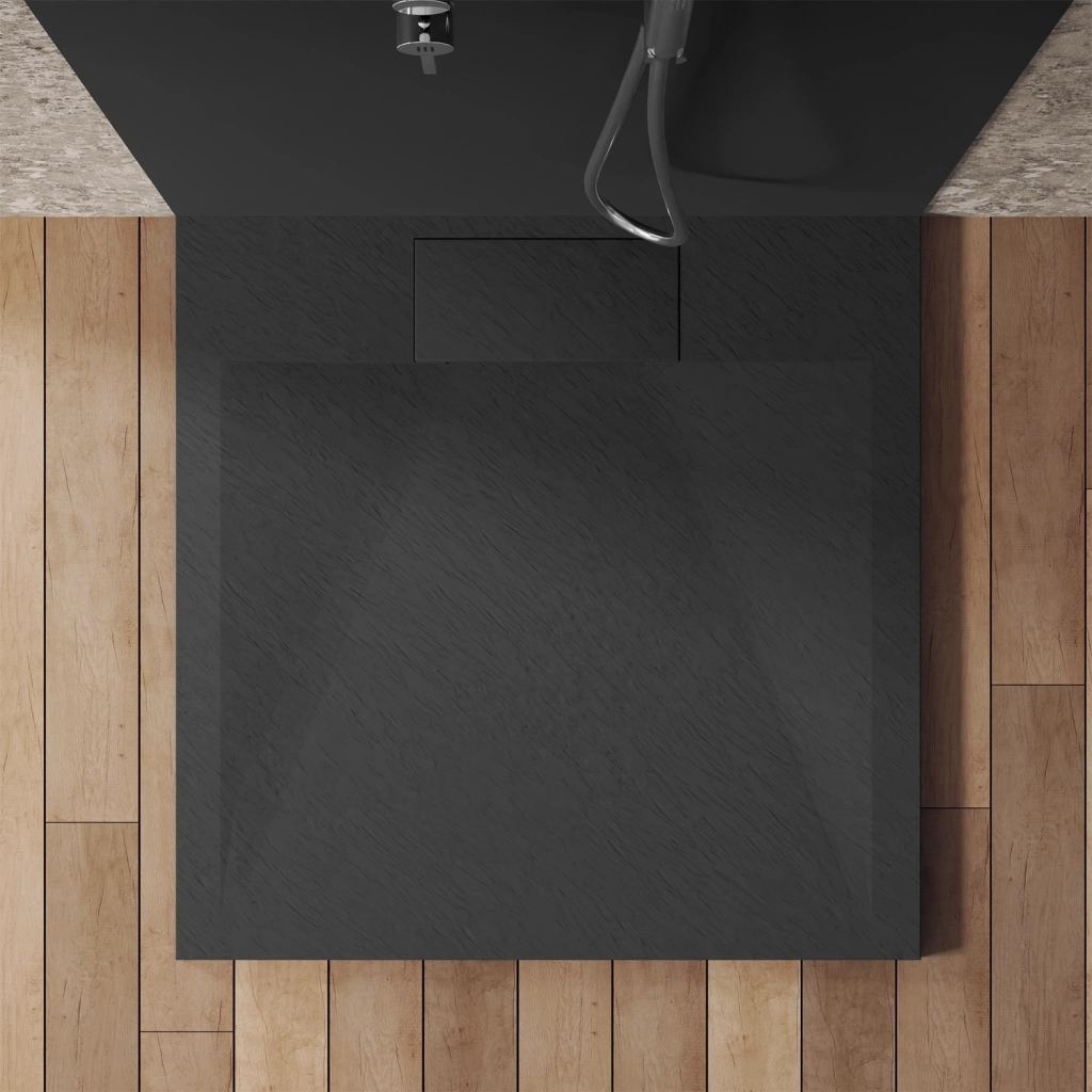 Piatto doccia 80x80 effetto pietra colore nero | Cosmos