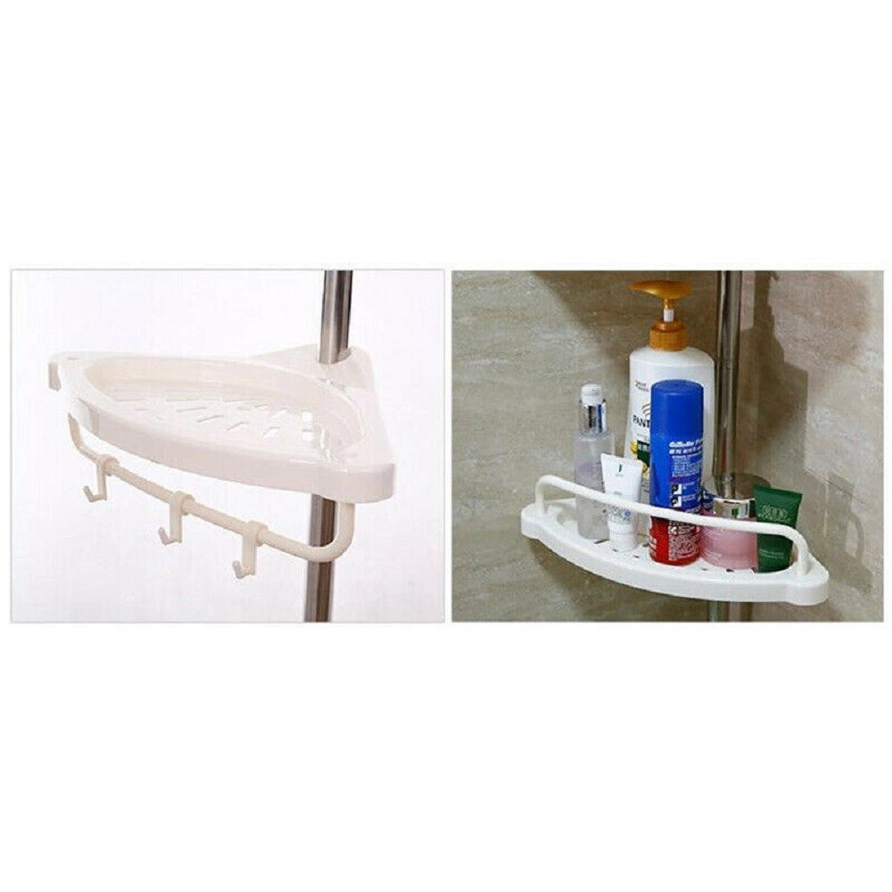 Trade Shop - Scaffale Angolare Per Angolo Doccia Bagno Telescopico 4 Mensole Con Ganci -