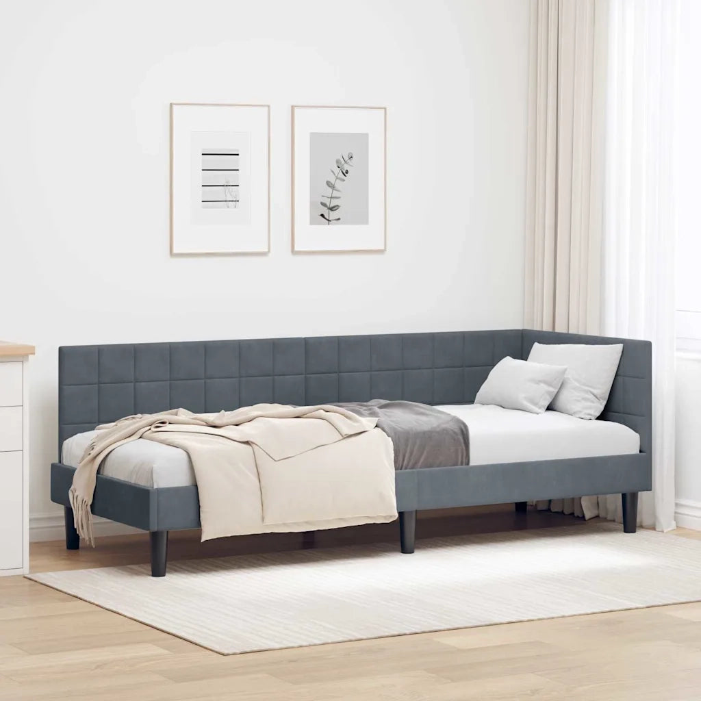 Cornice del letto ad angolo Grigio scuro 80 cm x 200 cm Velluto 42016409