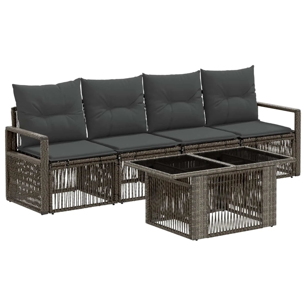 Set Divano da Giardino 5 pz Grigio e Grigio Scuro polyrattan 3437048