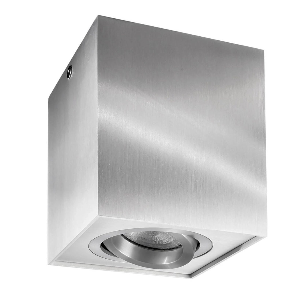 DATO Faretto soffitto plafoniera quadrata LED GU10 diffusore orientabile luce ingresso corridoio cucina bagno negozio 230V SILVER