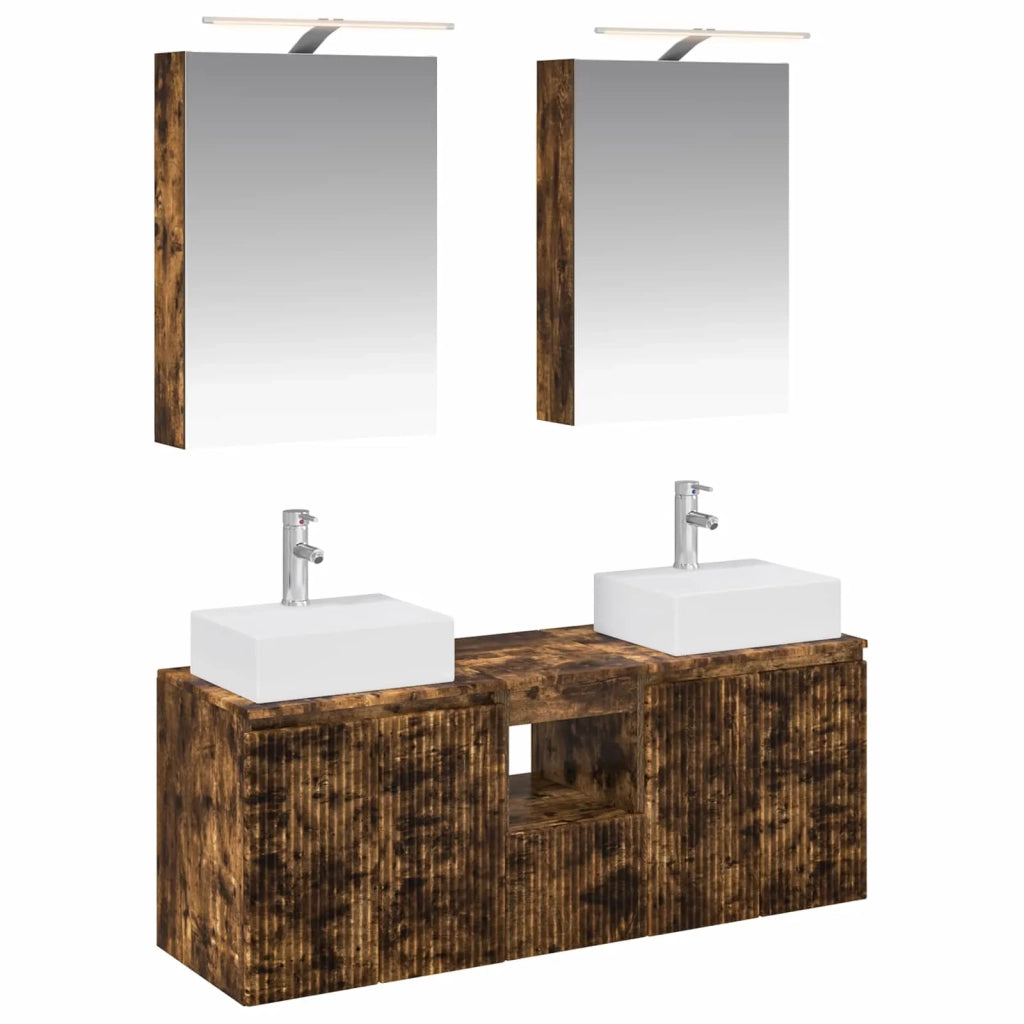 Set di Armadi da Bagno 5 pcs Rovere Fumo Legno ingegnerizzato 3406395