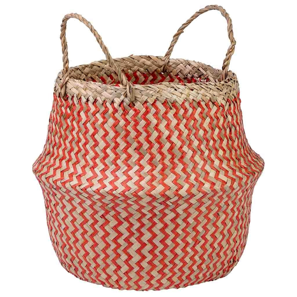 Cestino rosso naturale con manici, D35x30/46h cm