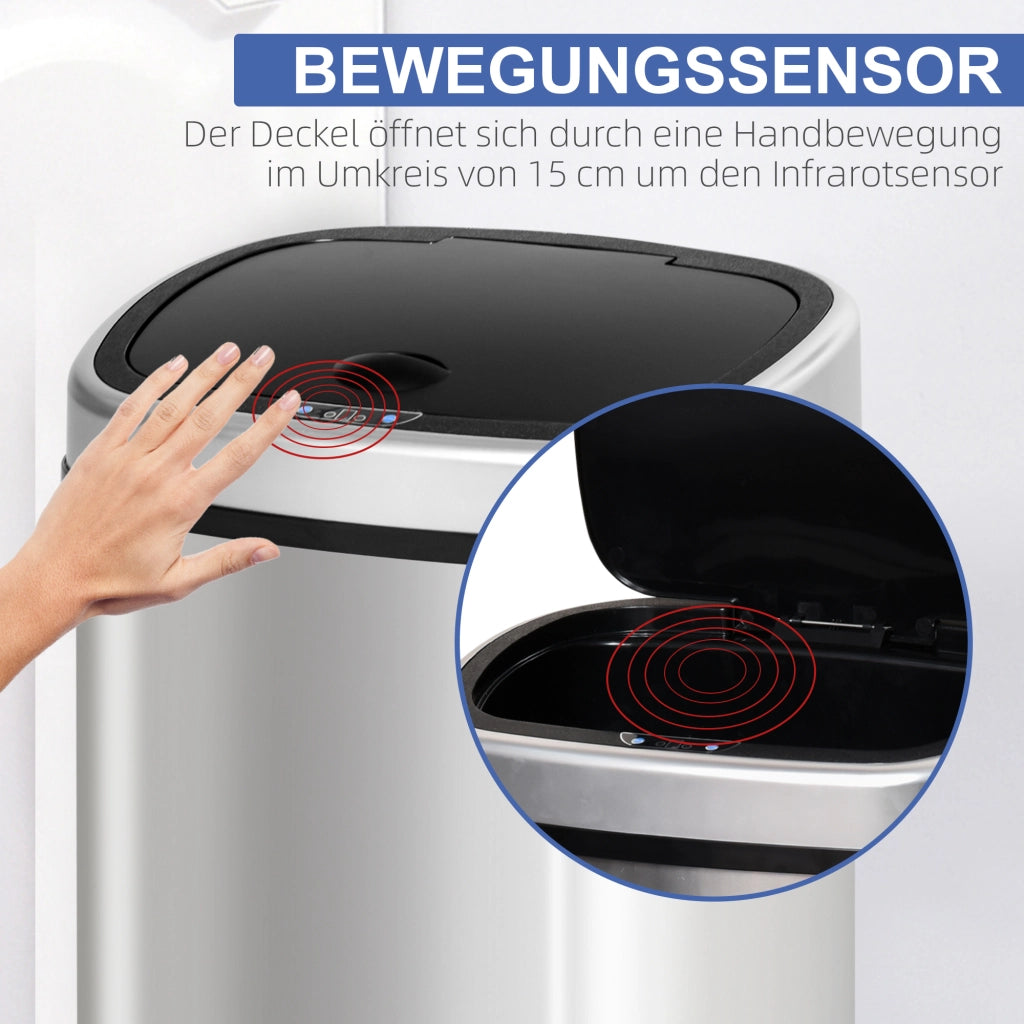 Pattumiera con sensore automatico 58L ¨C Xylo ¨C acciaio inox, impermeabile, argento