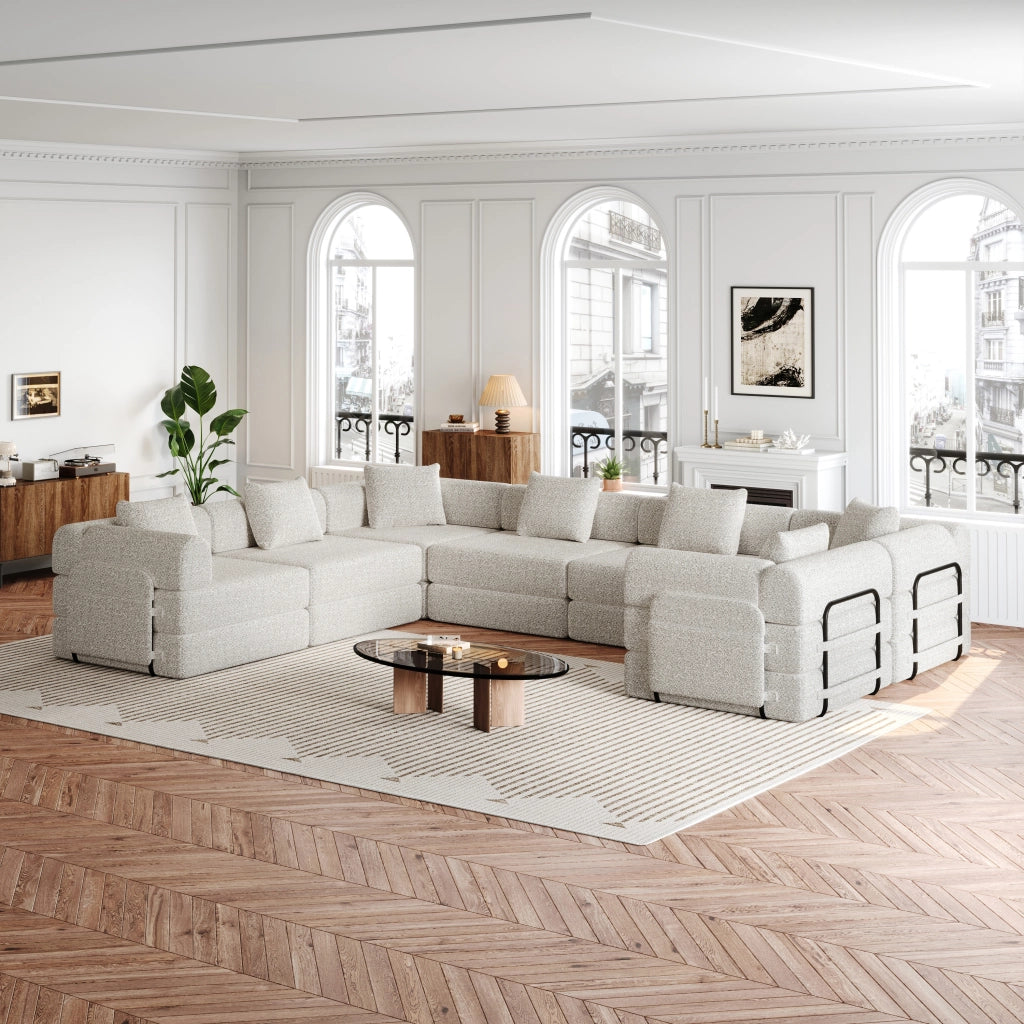 Divano Letto 2 in 1 con Vano Portaoggetti ¨C MINIMAL ¨C Chenille, Struttura Metallo