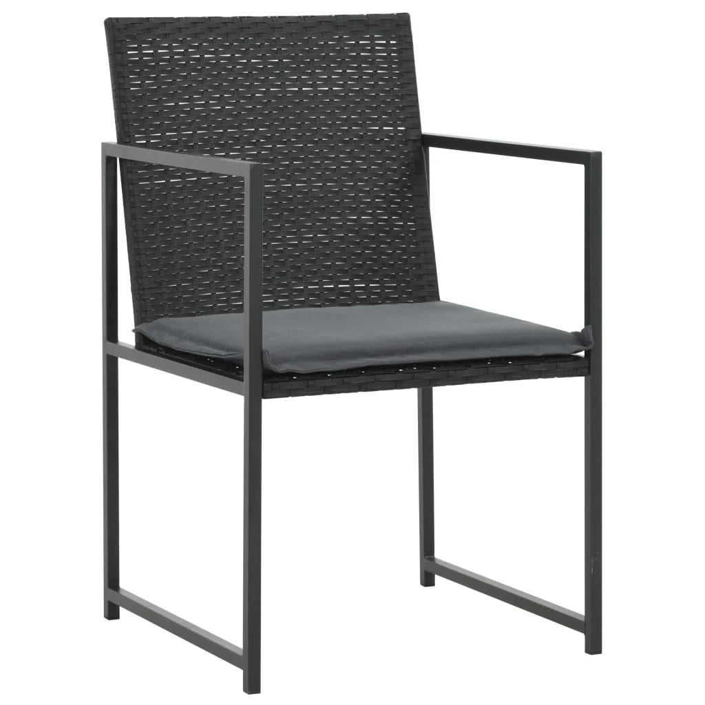 Set da pranzo da giardino 7 pezzi e cuscini in resina intrecciata nera 02_0014820
