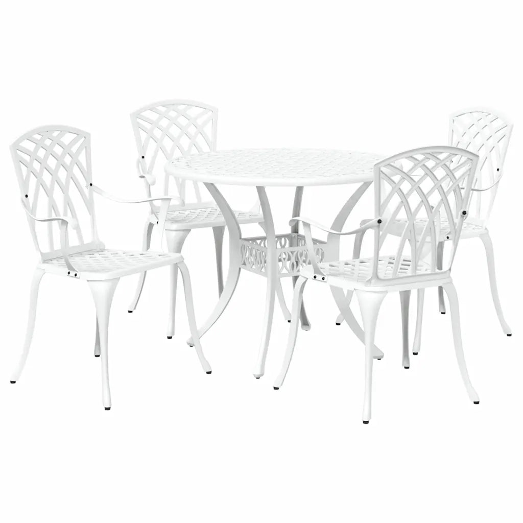Set da Pranzo per Giardino 5 pcs Bianco Alluminio