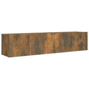 Set Mobili Porta TV 2 pz | Armadietto TV | Mobile Porta TV Rovere Fumo in Legno Multistrato