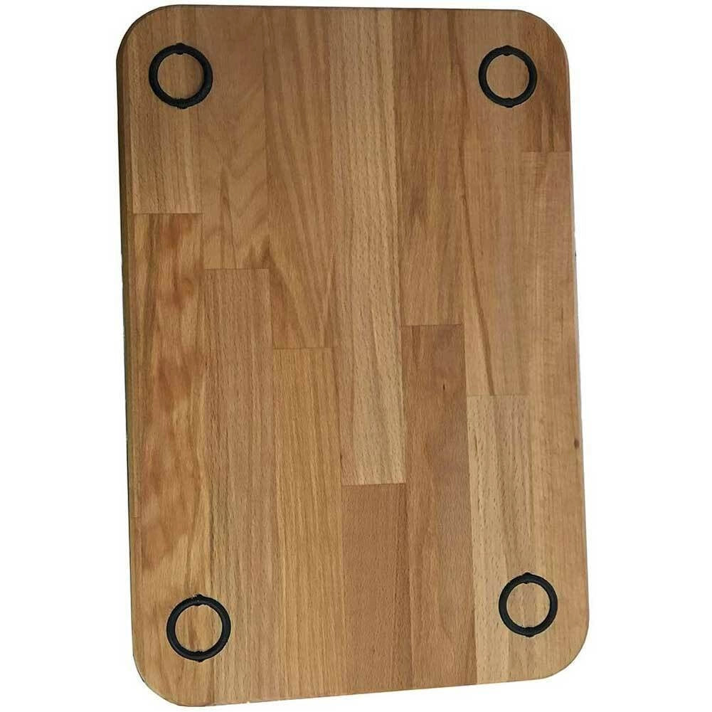 Tagliere Vassoio in Legno di Faggio per Carne con Porta Salse e Piedini 45x30cm
