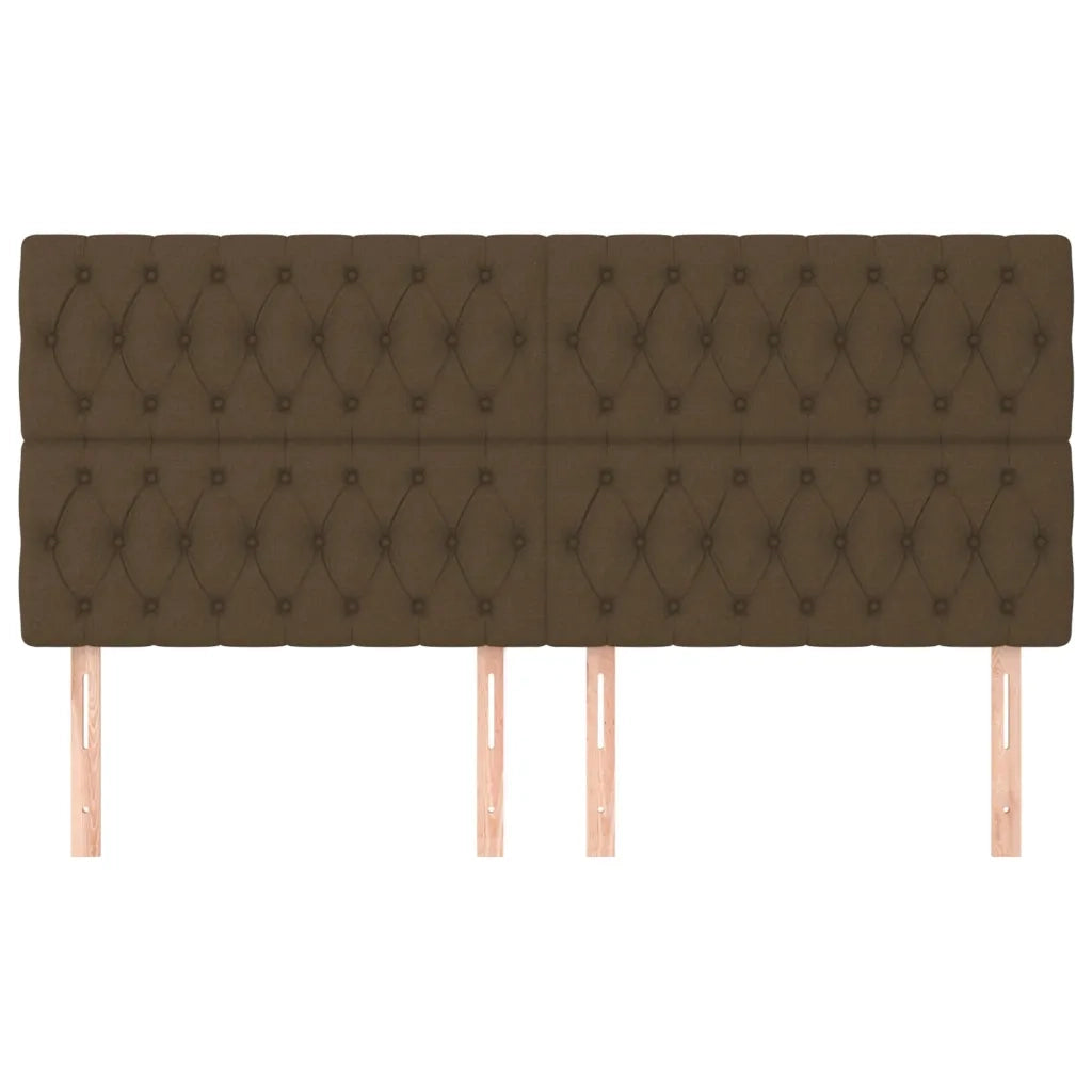 Testiera 4 pz Marrone Scuro 90x7x78/88 cm in Tessuto