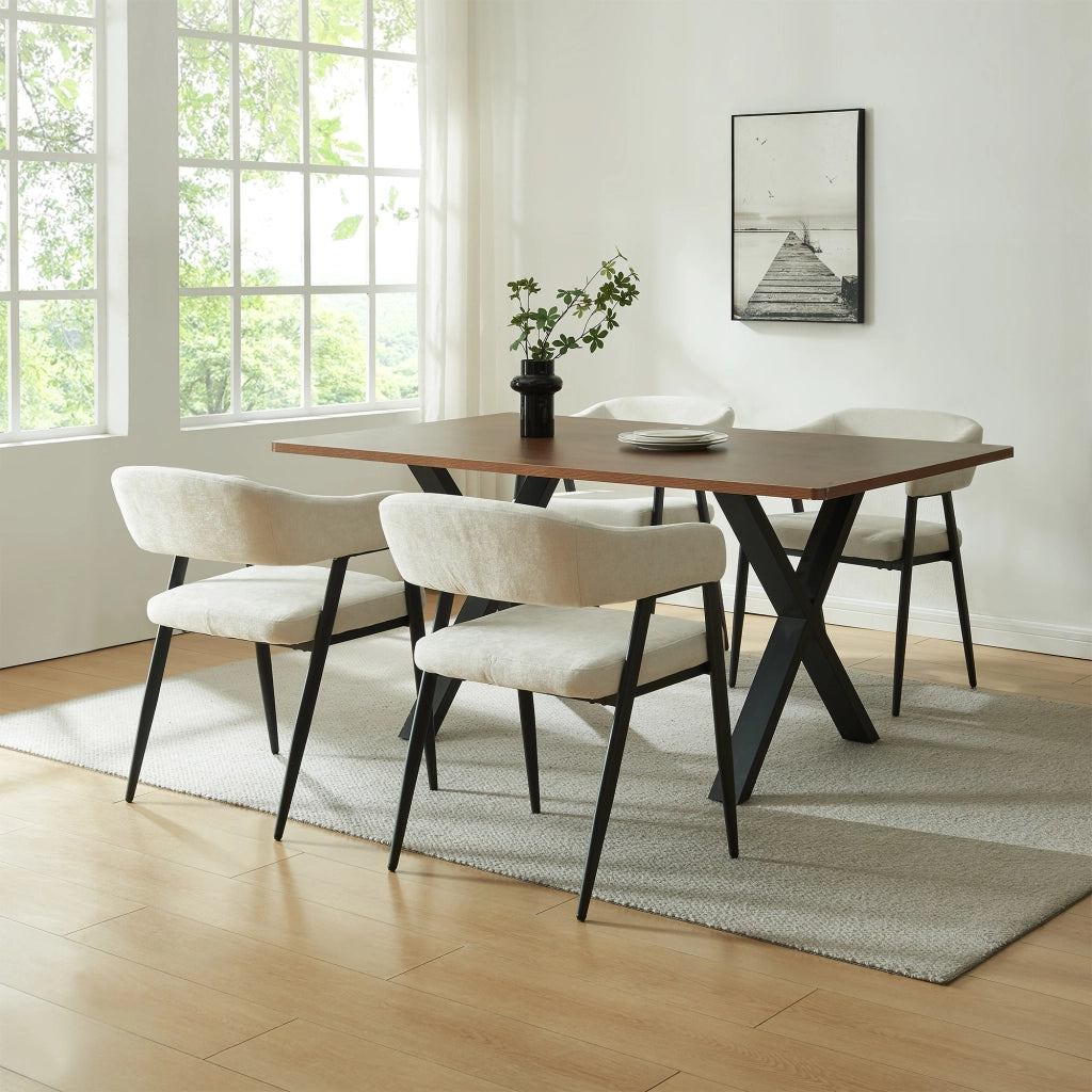 Set Kohlmand di 4 Sedie Imbottite da Sala Pranzo con Rivestimento in Tessuto - Beige [en.casa]
