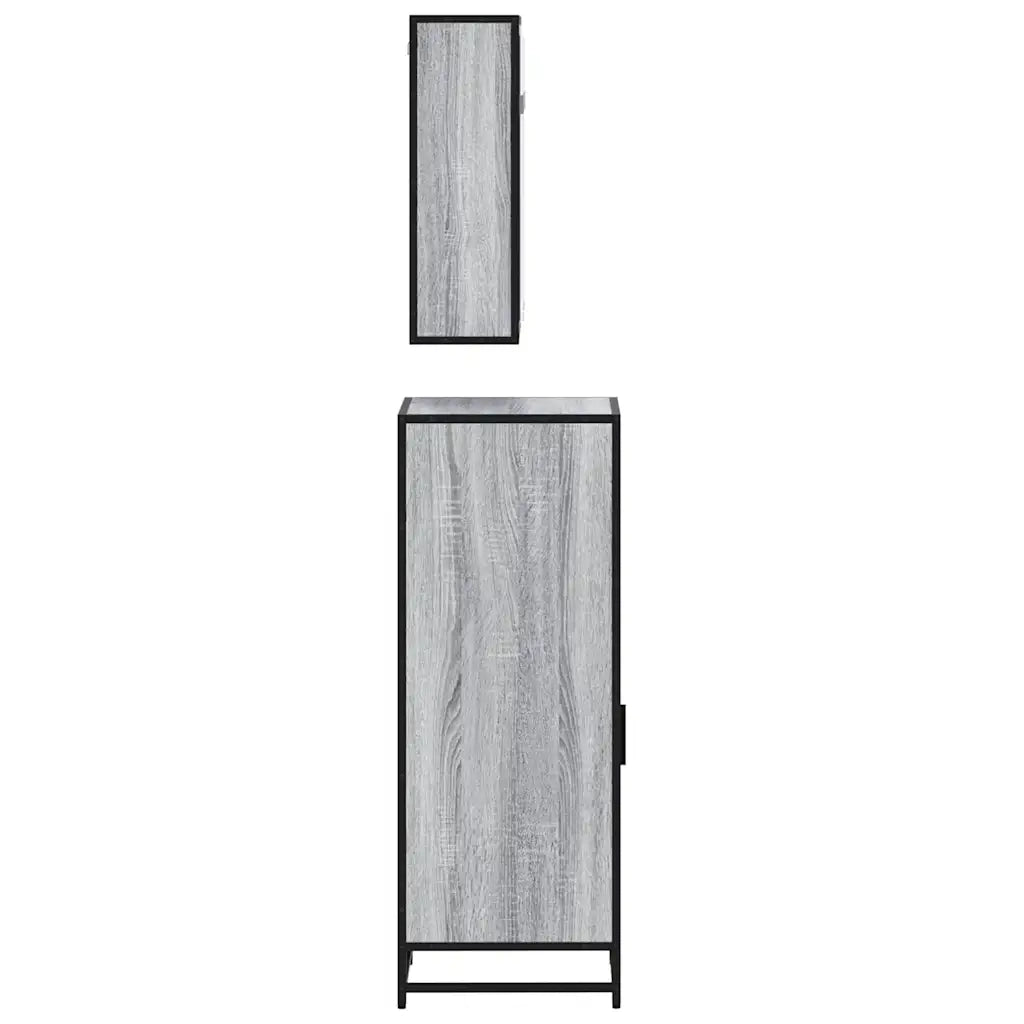 Set Mobili da Bagno 3 pz Grigio Sonoma in Legno Multistrato 3300968