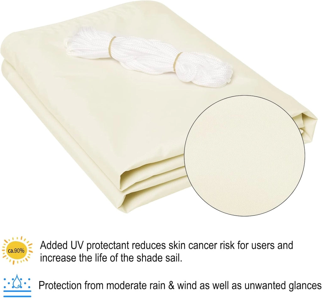Vela ombreggiante 2x4m in PES 160 g/m² Idrorepellente Tenda a Vela Parasole Rettangolare Protezione Solare Respirante Anti UV Giardino Esterni Crema