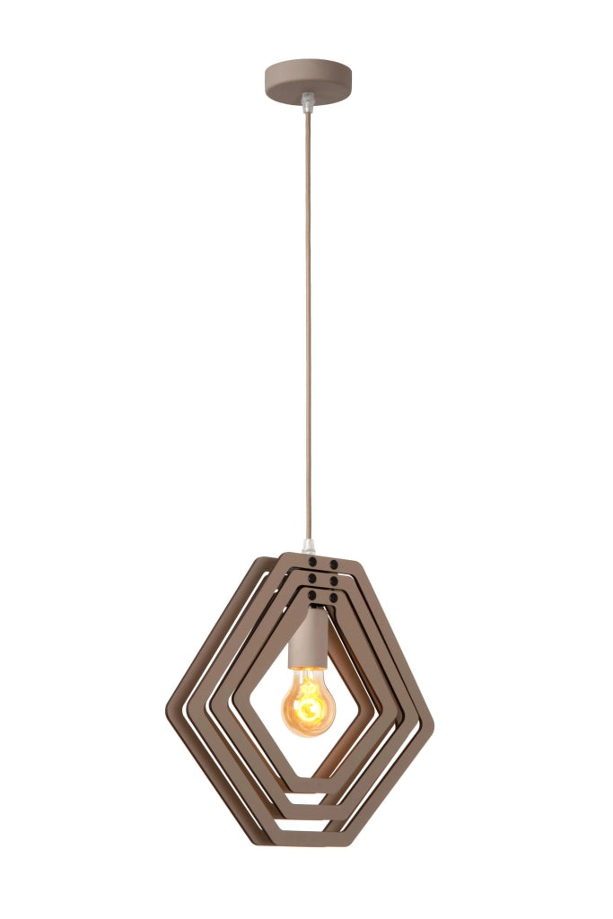 Lampada sospesa MAURO taupe legno 1xE27 Lucide