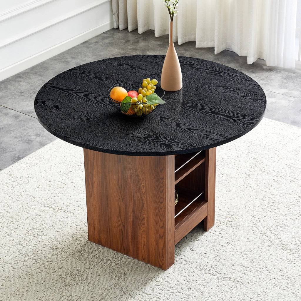 Tavolo da Pranzo Rotondo Allungabile ¨C Xylo ¨C Noce, Metallo, 100cm, 2-4 Persone